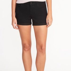 Black denim shorts